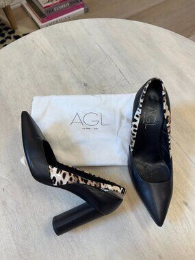 AGL Black/Cheetah 3.5" Heel